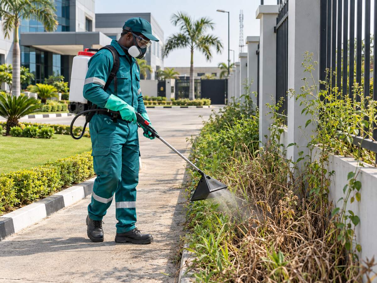 A trained technician carrying out professional weed eradication